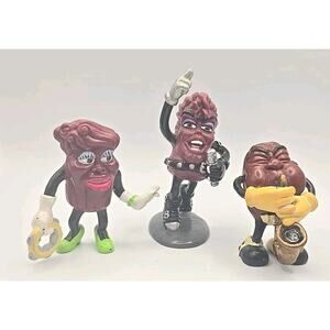 Vintage California Raisins 3 PVC Figures Band Figurines Sax Tamborine Singer PB